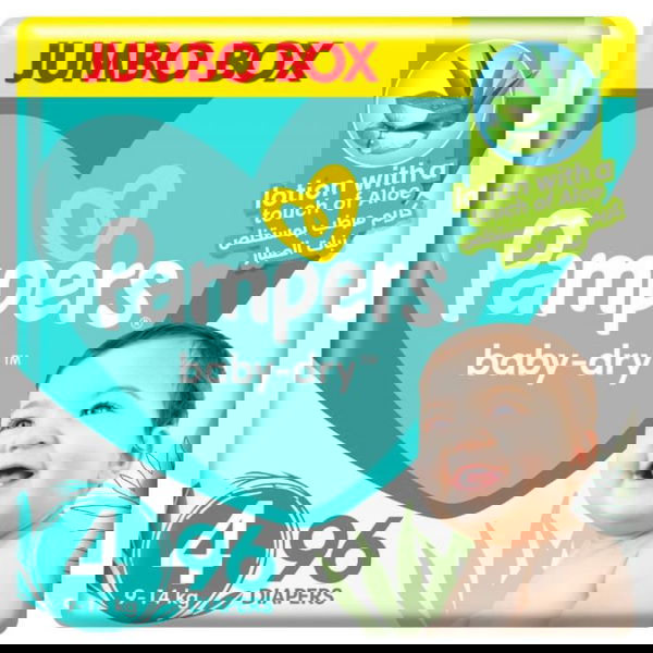 بامبرز حفاضات أطفال رقم 4 جامبو 96 حبة