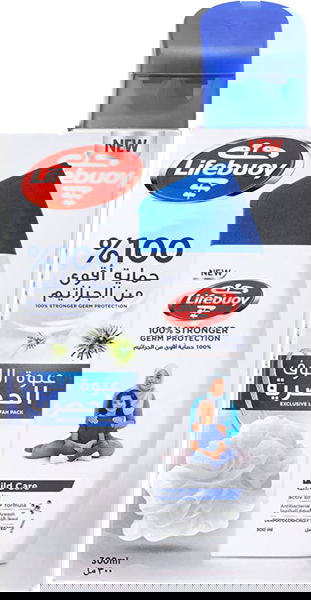 لايف بوي سائل استحمام 300 مل عنايه ناعمه مع ليفه