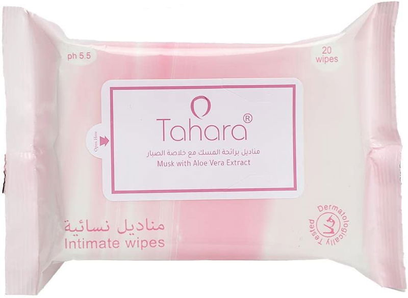 مسك الطهاره مناديل نسائيه 20 منديل مسك مع الصبار